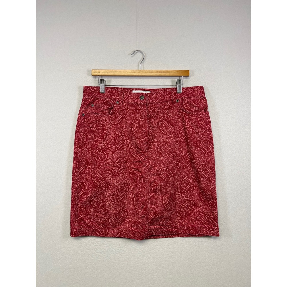 Boho Jones Wear Sport Women 14 Red Paisley Cotton Straight Pencil Skirt 5-Pocket